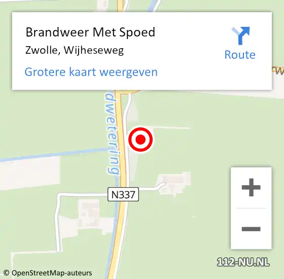 Locatie op kaart van de 112 melding: Brandweer Met Spoed Naar Zwolle, Wijheseweg op 6 augustus 2023 00:43