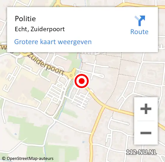 Locatie op kaart van de 112 melding: Politie Echt, Zuiderpoort op 6 augustus 2023 04:00