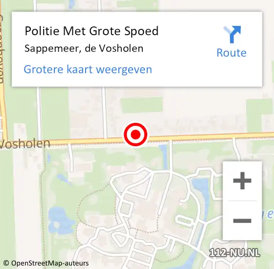 Locatie op kaart van de 112 melding: Politie Met Grote Spoed Naar Sappemeer, de Vosholen op 6 augustus 2023 05:01
