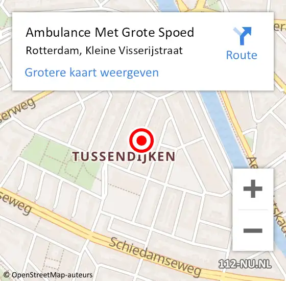 Locatie op kaart van de 112 melding: Ambulance Met Grote Spoed Naar Rotterdam, Kleine Visserijstraat op 6 augustus 2023 07:04