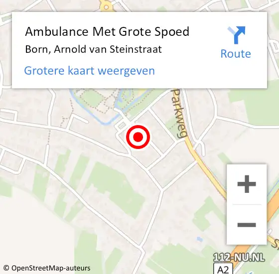 Locatie op kaart van de 112 melding: Ambulance Met Grote Spoed Naar Born, Arnold van Steinstraat op 4 september 2014 03:52