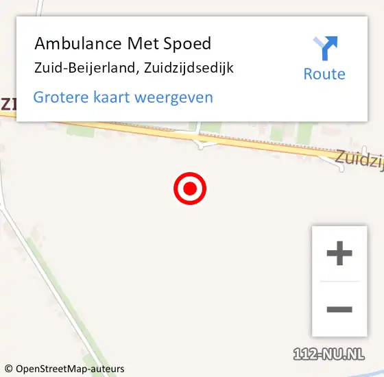 Locatie op kaart van de 112 melding: Ambulance Met Spoed Naar Zuid-Beijerland, Zuidzijdsedijk op 6 augustus 2023 07:35
