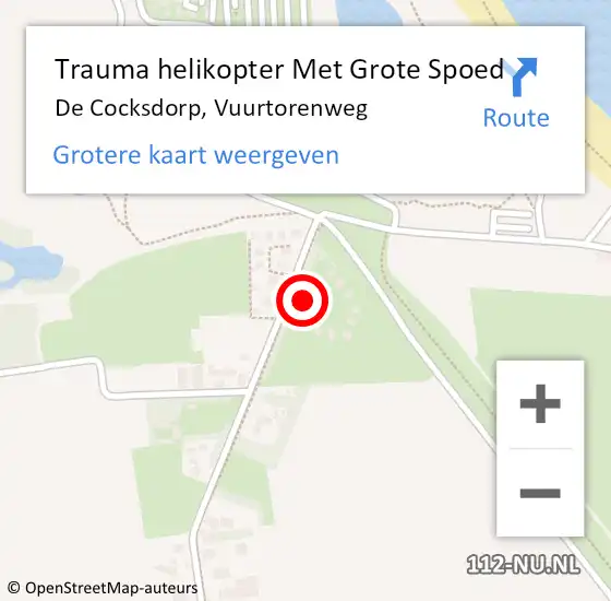 Locatie op kaart van de 112 melding: Trauma helikopter Met Grote Spoed Naar De Cocksdorp, Vuurtorenweg op 6 augustus 2023 08:45