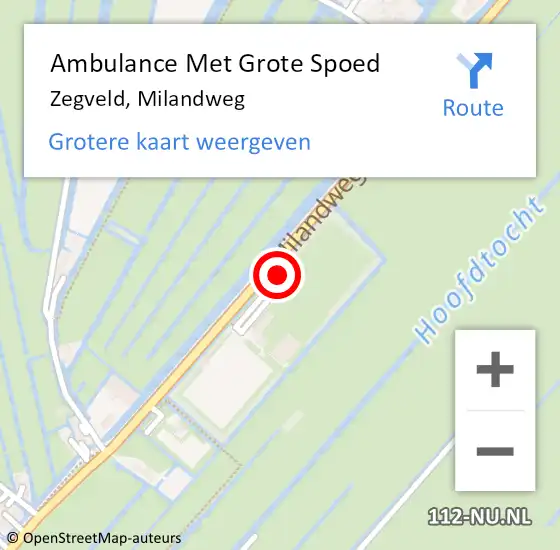 Locatie op kaart van de 112 melding: Ambulance Met Grote Spoed Naar Zegveld, Milandweg op 6 augustus 2023 12:36
