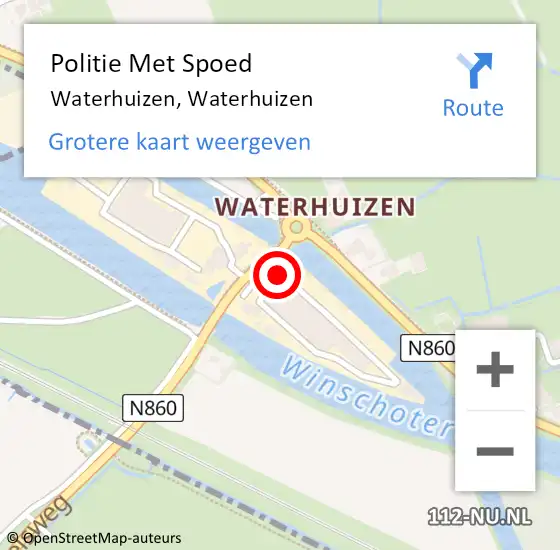 Locatie op kaart van de 112 melding: Politie Met Spoed Naar Waterhuizen, Waterhuizen op 6 augustus 2023 12:46