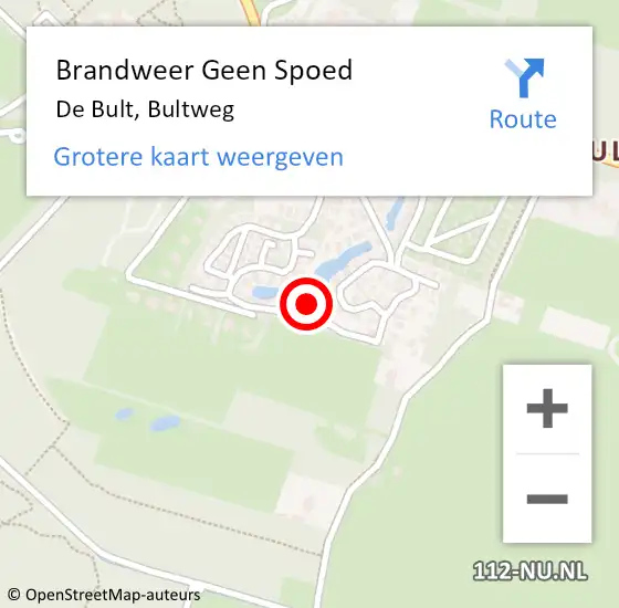 Locatie op kaart van de 112 melding: Brandweer Geen Spoed Naar De Bult, Bultweg op 6 augustus 2023 13:25
