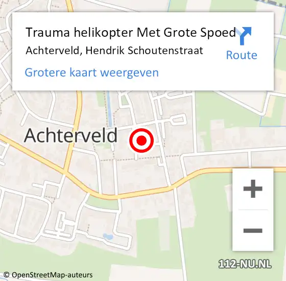 Locatie op kaart van de 112 melding: Trauma helikopter Met Grote Spoed Naar Achterveld, Hendrik Schoutenstraat op 6 augustus 2023 14:44