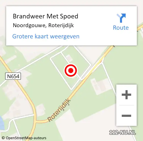 Locatie op kaart van de 112 melding: Brandweer Met Spoed Naar Noordgouwe, Roterijdijk op 6 augustus 2023 15:55