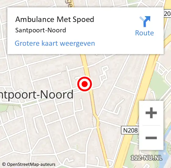 Locatie op kaart van de 112 melding: Ambulance Met Spoed Naar Santpoort-Noord op 6 augustus 2023 17:17