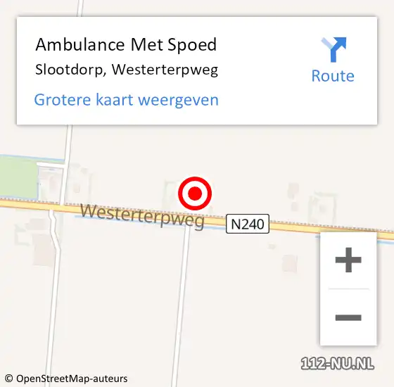 Locatie op kaart van de 112 melding: Ambulance Met Spoed Naar Slootdorp, Westerterpweg op 6 augustus 2023 19:04