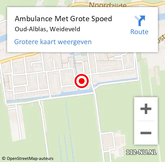 Locatie op kaart van de 112 melding: Ambulance Met Grote Spoed Naar Oud-Alblas, Weideveld op 6 augustus 2023 21:15