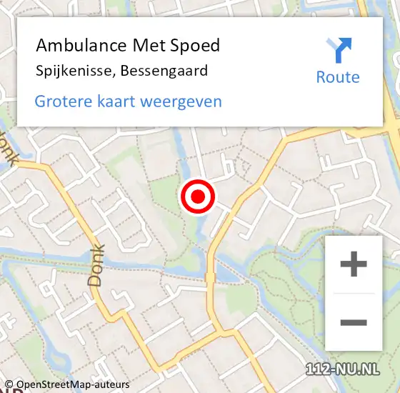 Locatie op kaart van de 112 melding: Ambulance Met Spoed Naar Spijkenisse, Bessengaard op 6 augustus 2023 22:43