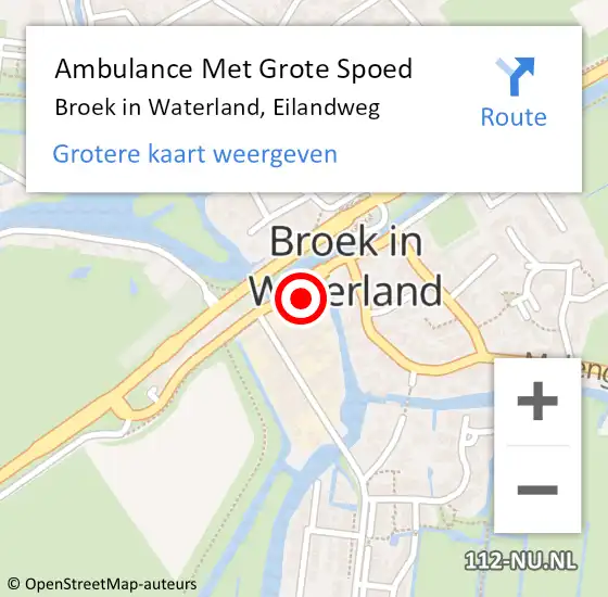 Locatie op kaart van de 112 melding: Ambulance Met Grote Spoed Naar Broek in Waterland, Eilandweg op 7 augustus 2023 00:37