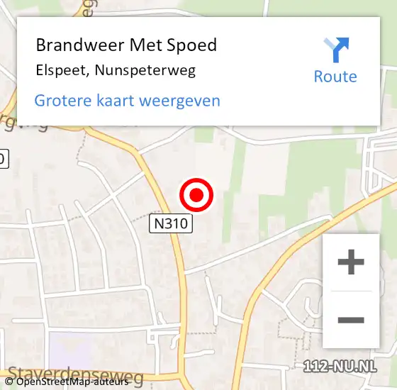 Locatie op kaart van de 112 melding: Brandweer Met Spoed Naar Elspeet, Nunspeterweg op 7 augustus 2023 09:54