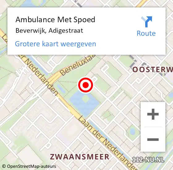 Locatie op kaart van de 112 melding: Ambulance Met Spoed Naar Beverwijk, Adigestraat op 7 augustus 2023 10:05