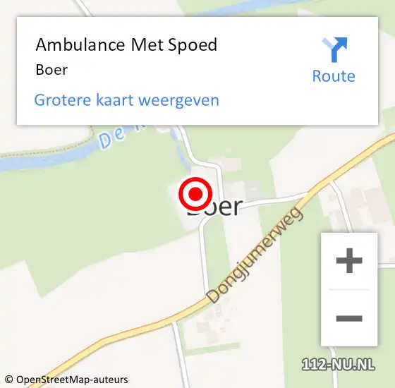 Locatie op kaart van de 112 melding: Ambulance Met Spoed Naar Boer op 7 augustus 2023 10:10
