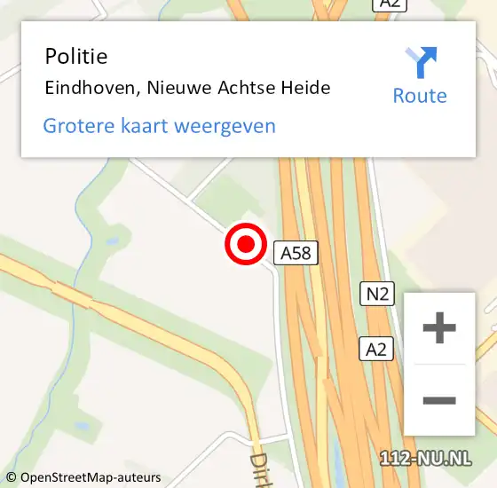 Locatie op kaart van de 112 melding: Politie Eindhoven, Nieuwe Achtse Heide op 7 augustus 2023 12:45