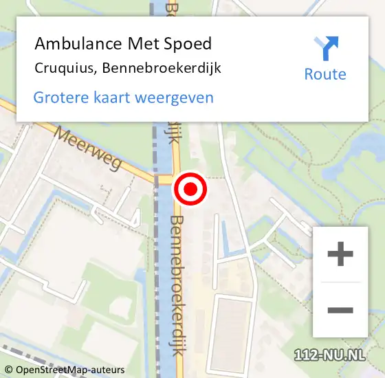 Locatie op kaart van de 112 melding: Ambulance Met Spoed Naar Cruquius, Bennebroekerdijk op 7 augustus 2023 14:00