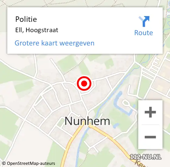 Locatie op kaart van de 112 melding: Politie Ell, Hoogstraat op 7 augustus 2023 14:35