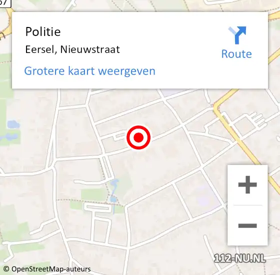 Locatie op kaart van de 112 melding: Politie Eersel, Nieuwstraat op 7 augustus 2023 17:50