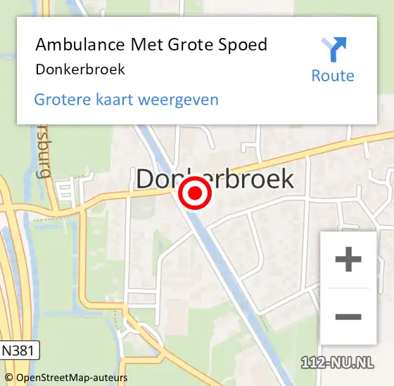 Locatie op kaart van de 112 melding: Ambulance Met Grote Spoed Naar Donkerbroek op 7 augustus 2023 18:43