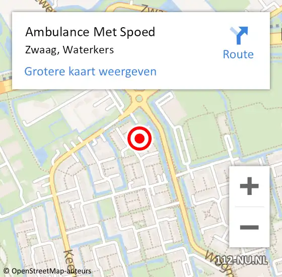 Locatie op kaart van de 112 melding: Ambulance Met Spoed Naar Zwaag, Waterkers op 7 augustus 2023 18:50