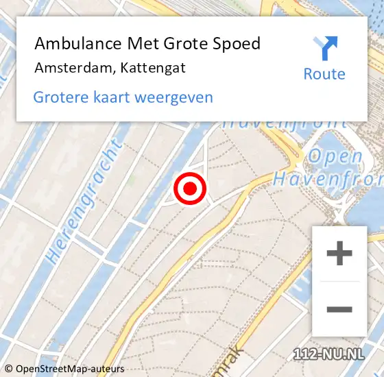 Locatie op kaart van de 112 melding: Ambulance Met Grote Spoed Naar Amsterdam, Kattengat op 7 augustus 2023 18:55