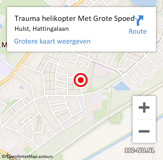 Locatie op kaart van de 112 melding: Trauma helikopter Met Grote Spoed Naar Hulst, Hattingalaan op 7 augustus 2023 20:12