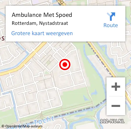 Locatie op kaart van de 112 melding: Ambulance Met Spoed Naar Rotterdam, Nystadstraat op 7 augustus 2023 21:02