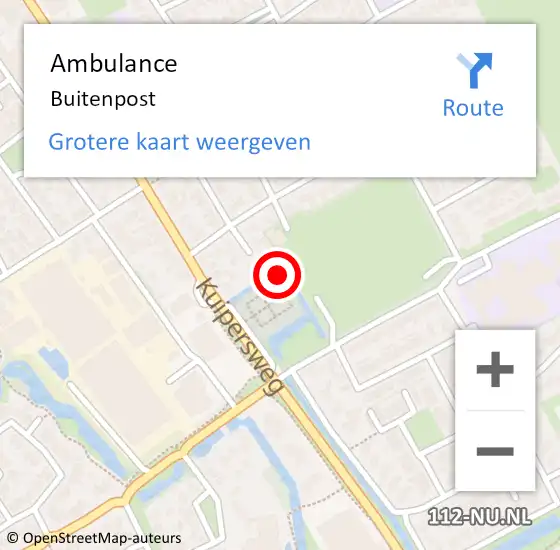 Locatie op kaart van de 112 melding: Ambulance Buitenpost op 7 augustus 2023 21:06