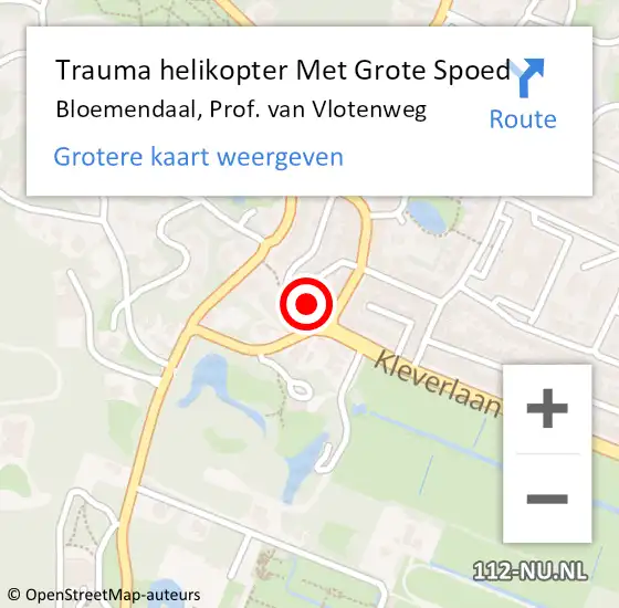 Locatie op kaart van de 112 melding: Trauma helikopter Met Grote Spoed Naar Bloemendaal, Prof. van Vlotenweg op 7 augustus 2023 22:13