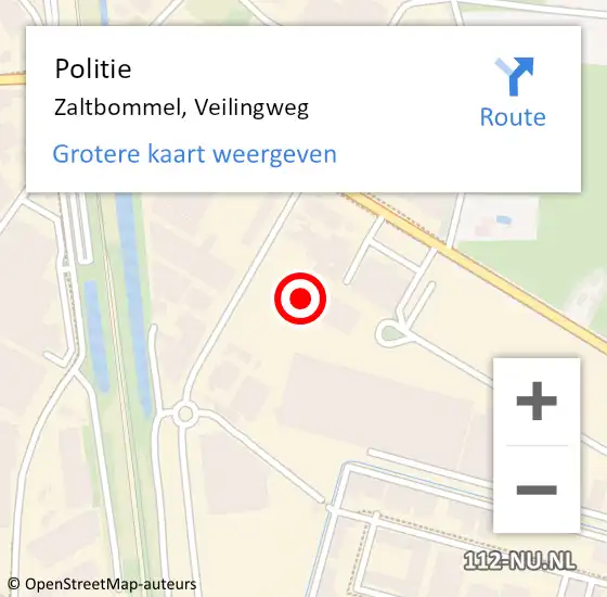 Locatie op kaart van de 112 melding: Politie Zaltbommel, Veilingweg op 8 augustus 2023 05:20
