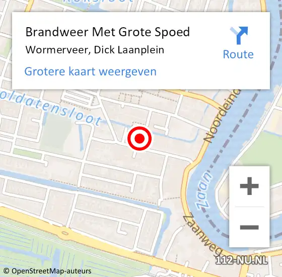 Locatie op kaart van de 112 melding: Brandweer Met Grote Spoed Naar Wormerveer, Dick Laanplein op 8 augustus 2023 07:10
