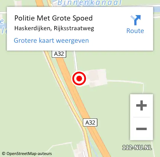 Locatie op kaart van de 112 melding: Politie Met Grote Spoed Naar Haskerdijken, Rijksstraatweg op 8 augustus 2023 08:18