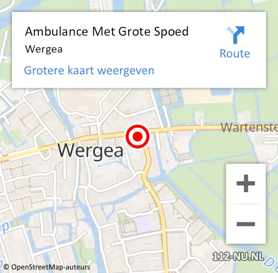 Locatie op kaart van de 112 melding: Ambulance Met Grote Spoed Naar Wergea op 8 augustus 2023 10:27