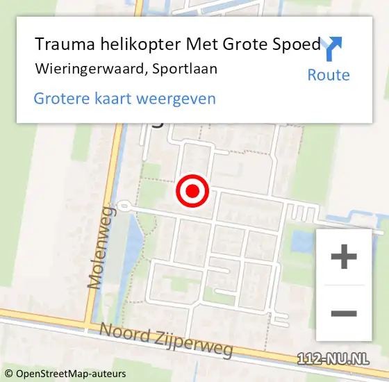 Locatie op kaart van de 112 melding: Trauma helikopter Met Grote Spoed Naar Wieringerwaard, Sportlaan op 8 augustus 2023 10:53
