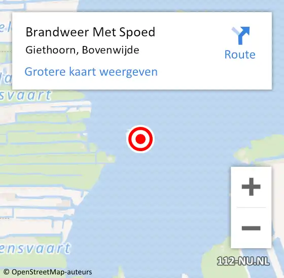 Locatie op kaart van de 112 melding: Brandweer Met Spoed Naar Giethoorn, Bovenwijde op 8 augustus 2023 12:49