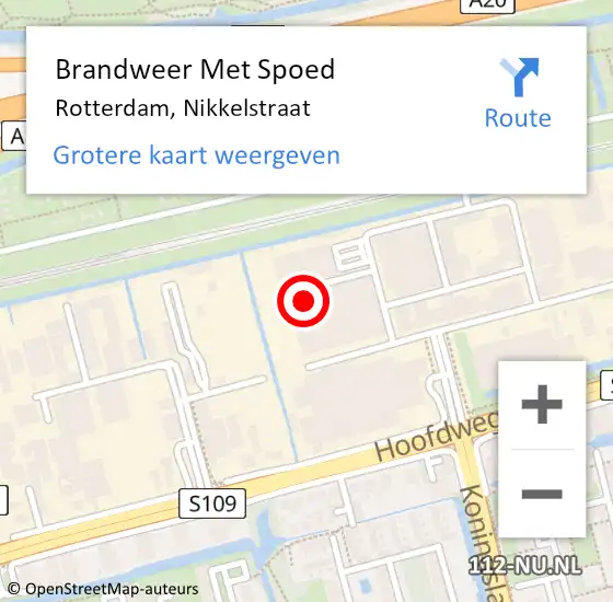 Locatie op kaart van de 112 melding: Brandweer Met Spoed Naar Rotterdam, Nikkelstraat op 8 augustus 2023 13:30