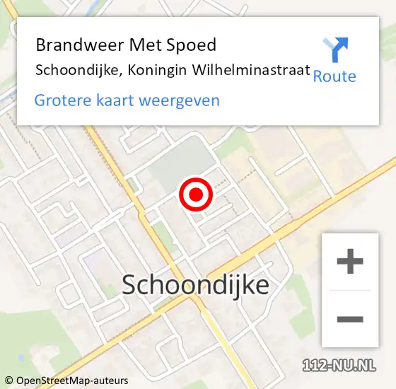 Locatie op kaart van de 112 melding: Brandweer Met Spoed Naar Schoondijke, Koningin Wilhelminastraat op 8 augustus 2023 15:15