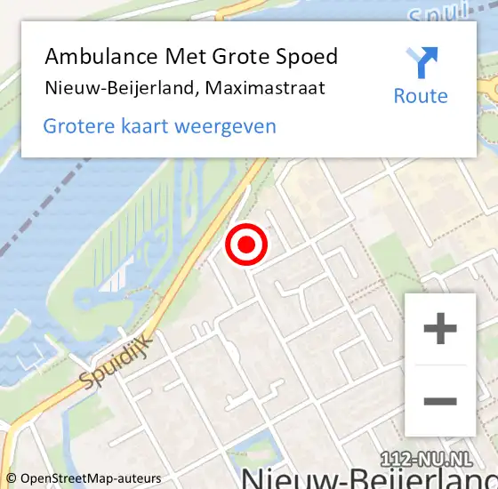 Locatie op kaart van de 112 melding: Ambulance Met Grote Spoed Naar Nieuw-Beijerland, Maximastraat op 8 augustus 2023 15:48