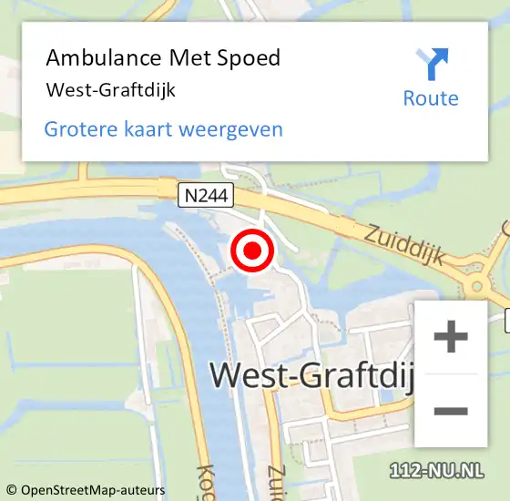 Locatie op kaart van de 112 melding: Ambulance Met Spoed Naar West-Graftdijk op 8 augustus 2023 18:22