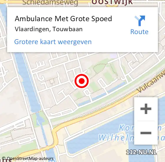 Locatie op kaart van de 112 melding: Ambulance Met Grote Spoed Naar Vlaardingen, Touwbaan op 8 augustus 2023 18:22
