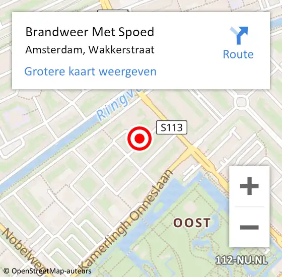 Locatie op kaart van de 112 melding: Brandweer Met Spoed Naar Amsterdam, Wakkerstraat op 8 augustus 2023 19:43