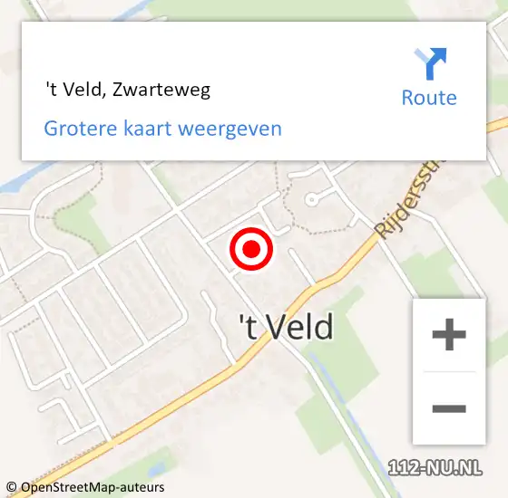 Locatie op kaart van de 112 melding:  't Veld, Zwarteweg op 8 augustus 2023 20:37