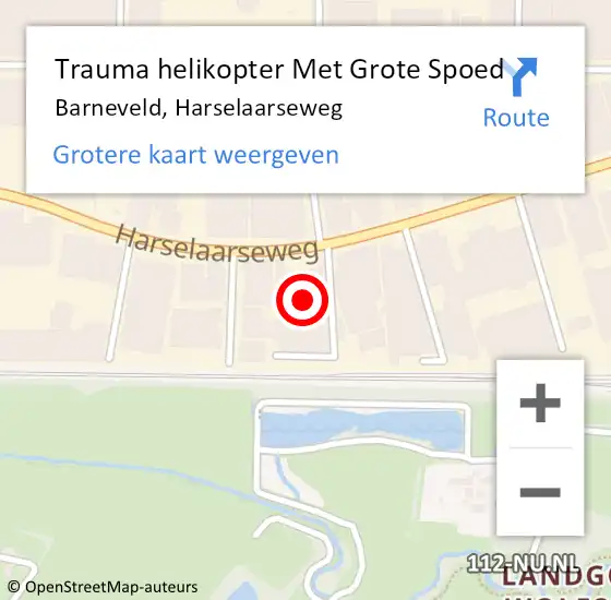 Locatie op kaart van de 112 melding: Trauma helikopter Met Grote Spoed Naar Barneveld, Harselaarseweg op 8 augustus 2023 21:46