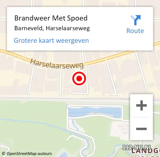 Locatie op kaart van de 112 melding: Brandweer Met Spoed Naar Barneveld, Harselaarseweg op 8 augustus 2023 22:20