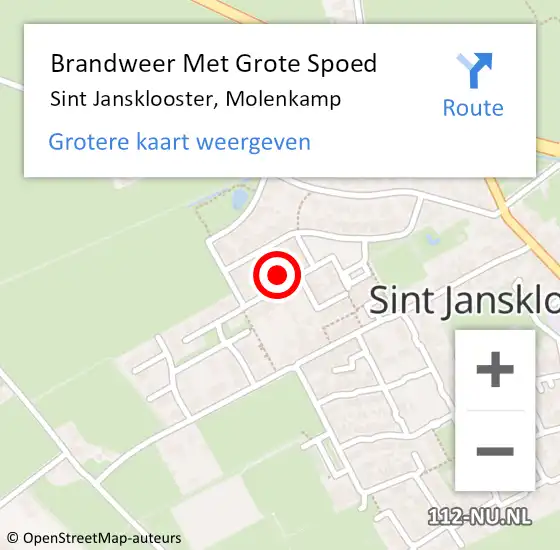 Locatie op kaart van de 112 melding: Brandweer Met Grote Spoed Naar Sint Jansklooster, Molenkamp op 9 augustus 2023 03:16