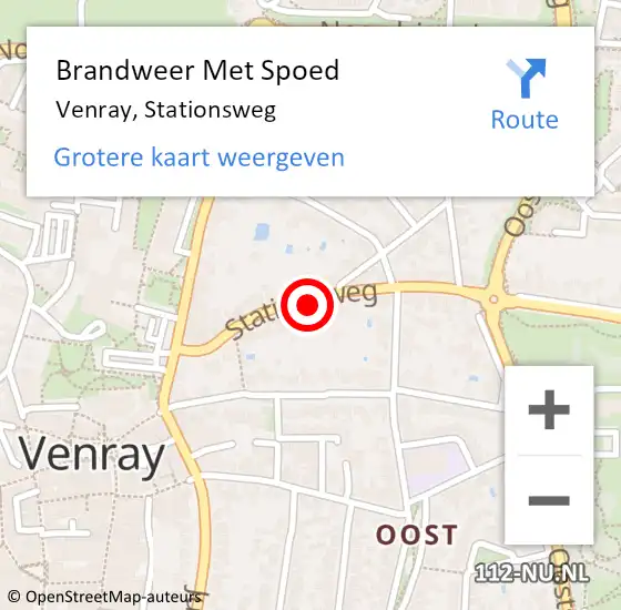 Locatie op kaart van de 112 melding: Brandweer Met Spoed Naar Venray, Stationsweg op 9 augustus 2023 05:13