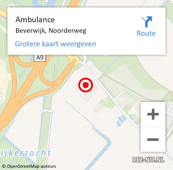 Locatie op kaart van de 112 melding: Ambulance Beverwijk, Noorderweg op 9 augustus 2023 07:52