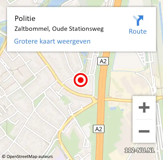 Locatie op kaart van de 112 melding: Politie Zaltbommel, Oude Stationsweg op 9 augustus 2023 08:51
